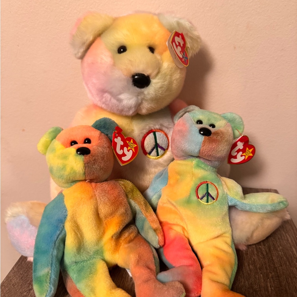 Colorful Tie-Dye Peace & Garcia Bear Set